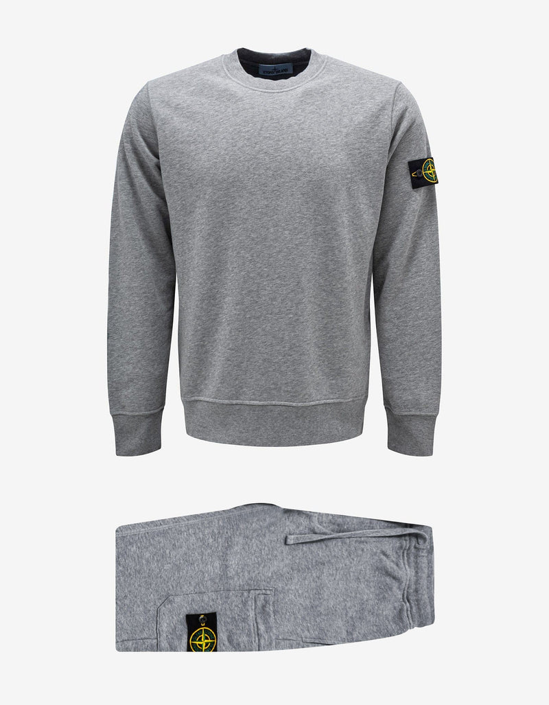 Stone Island Dust Grey Compass Logo Crew Neck Tracksuit