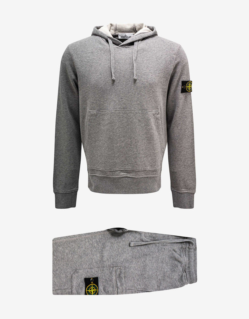 Stone Island Dust Grey Compass Logo Hooded Tracksuit