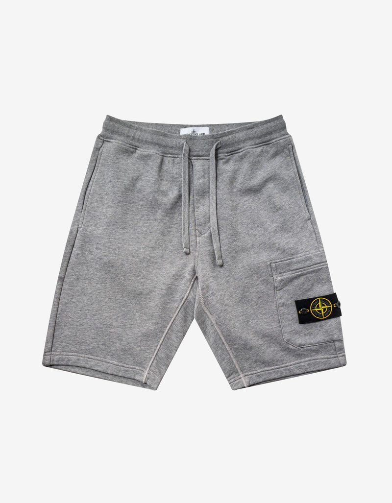 Stone Island Dust Grey Compass Logo Sweat Shorts