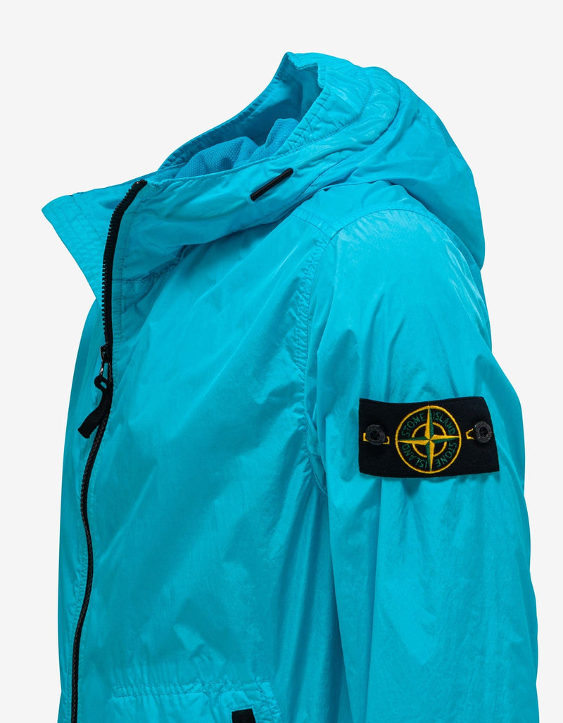 Stone Island Garment Dyed Crinkle Reps NY Turquoise Windbreaker