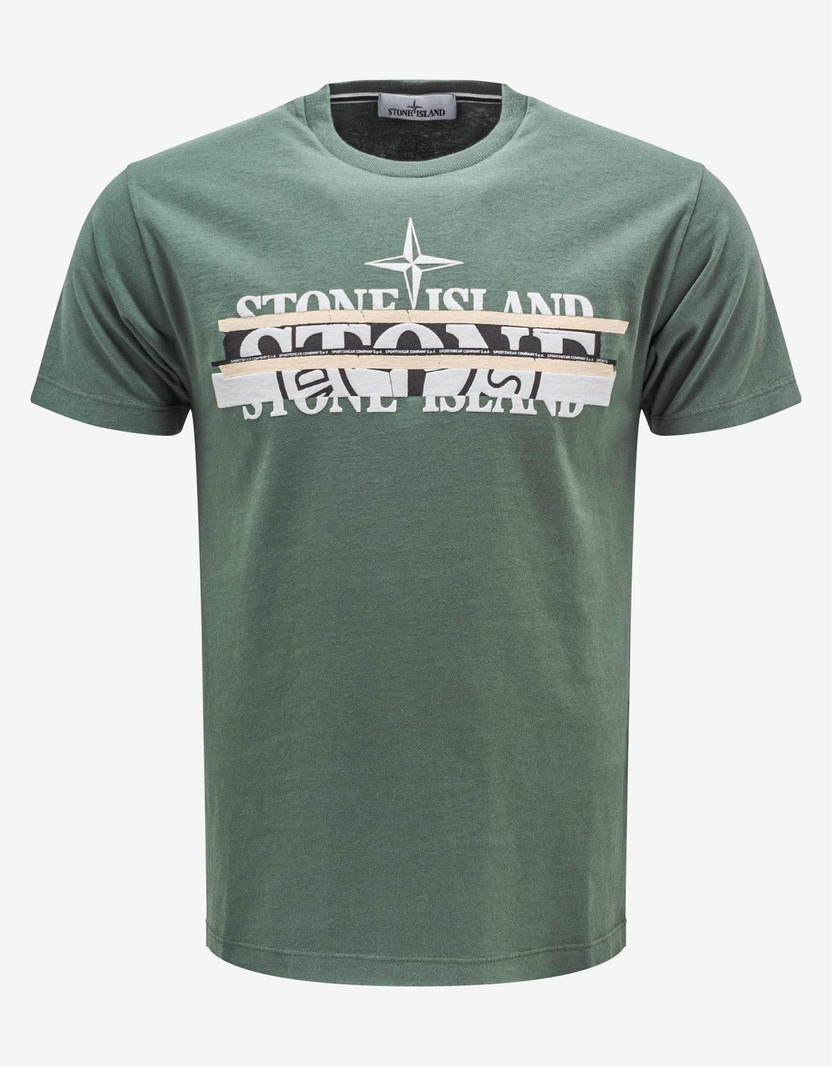 Stone Island Green Broken Logo T-Shirt