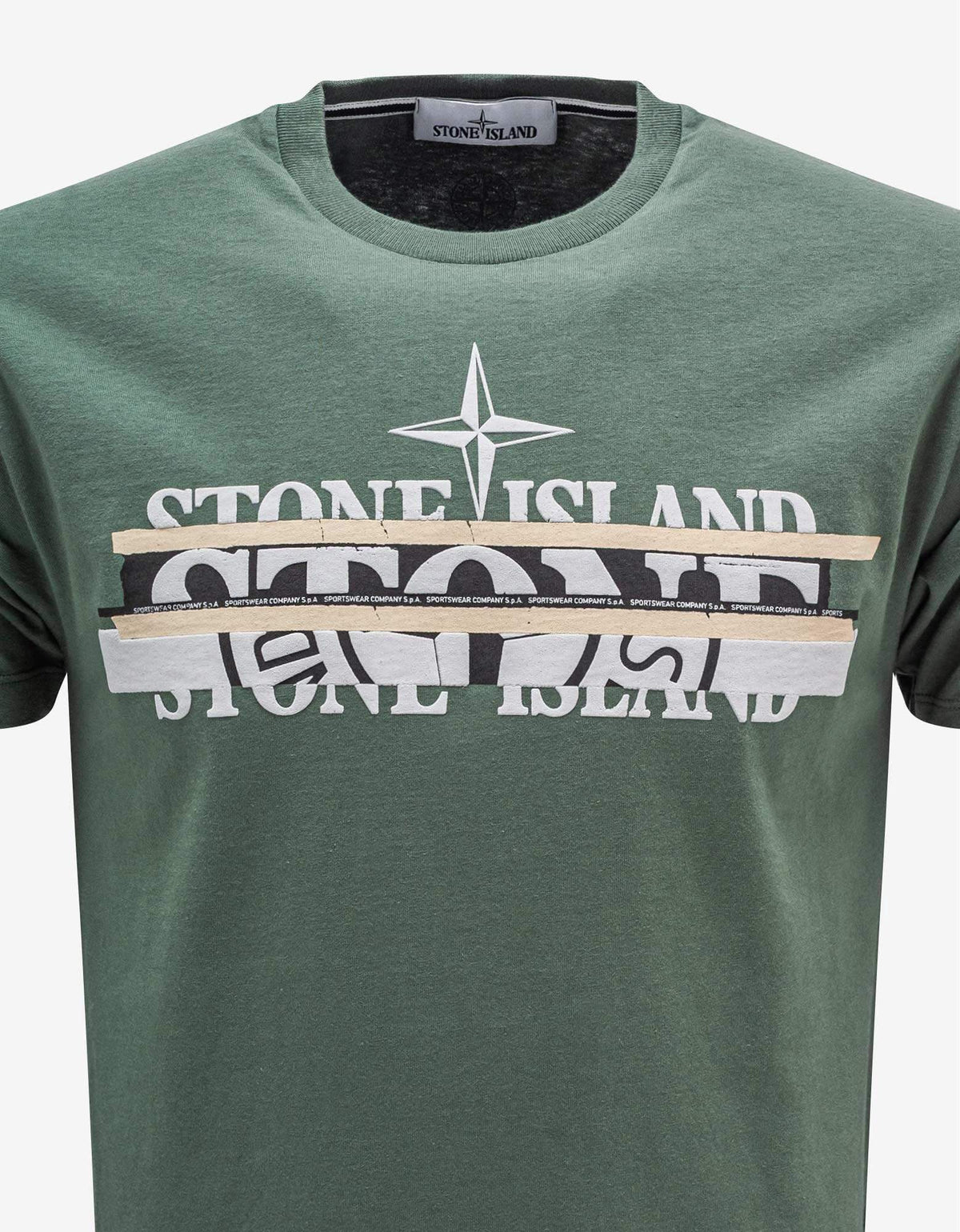 Stone Island Green Broken Logo T-Shirt