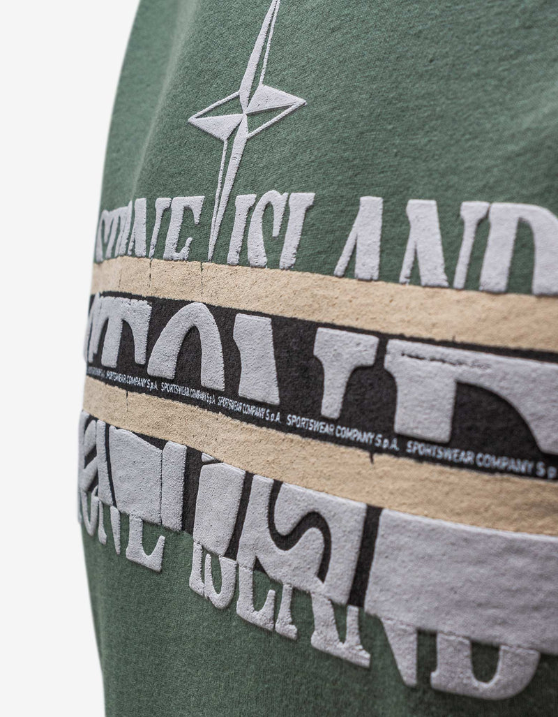 Stone Island Green Broken Logo T-Shirt