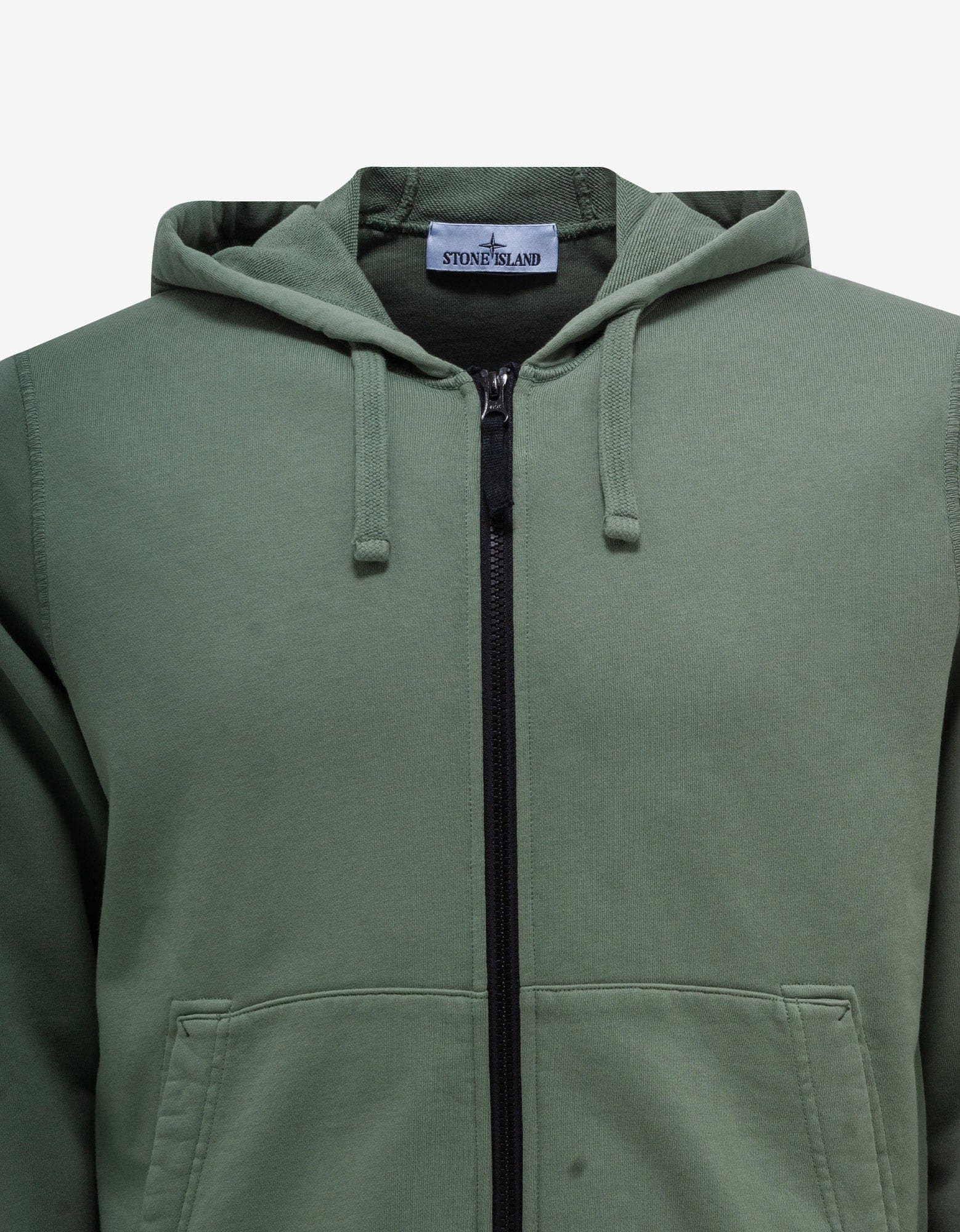 Stone island zip hoodie green sale