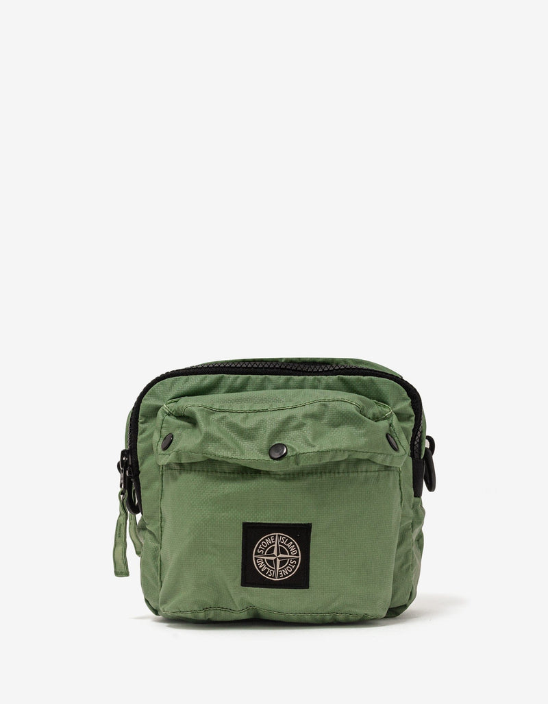 Stone Island Green Mussola Gommata-TC Canvas Pouch Bag