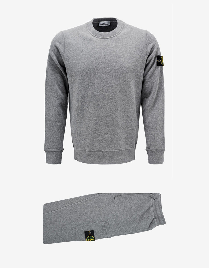 Stone Island Grey Compass Badge Crew Neck Tracksuit