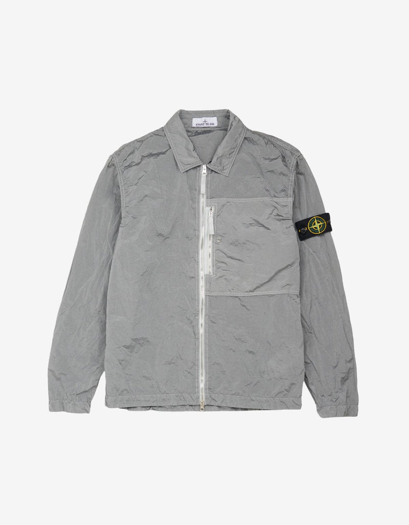 Stone Island Grey Compass Logo Nylon Metal Overshirt