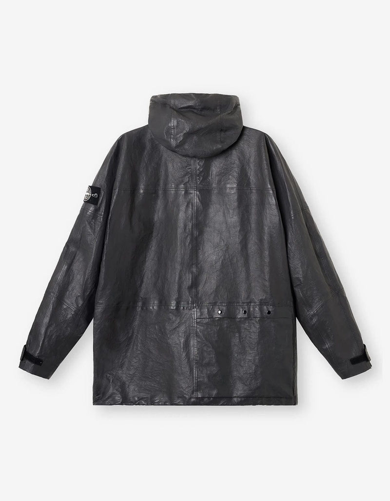 Stone Island Grey Leather Organza Jacket