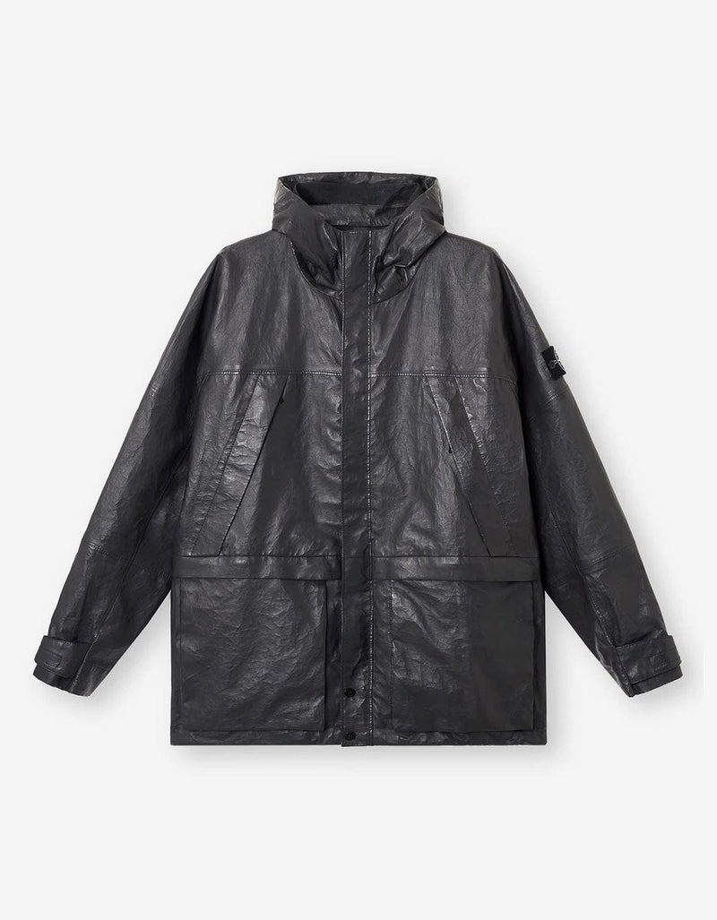 Stone Island Grey Leather Organza Jacket