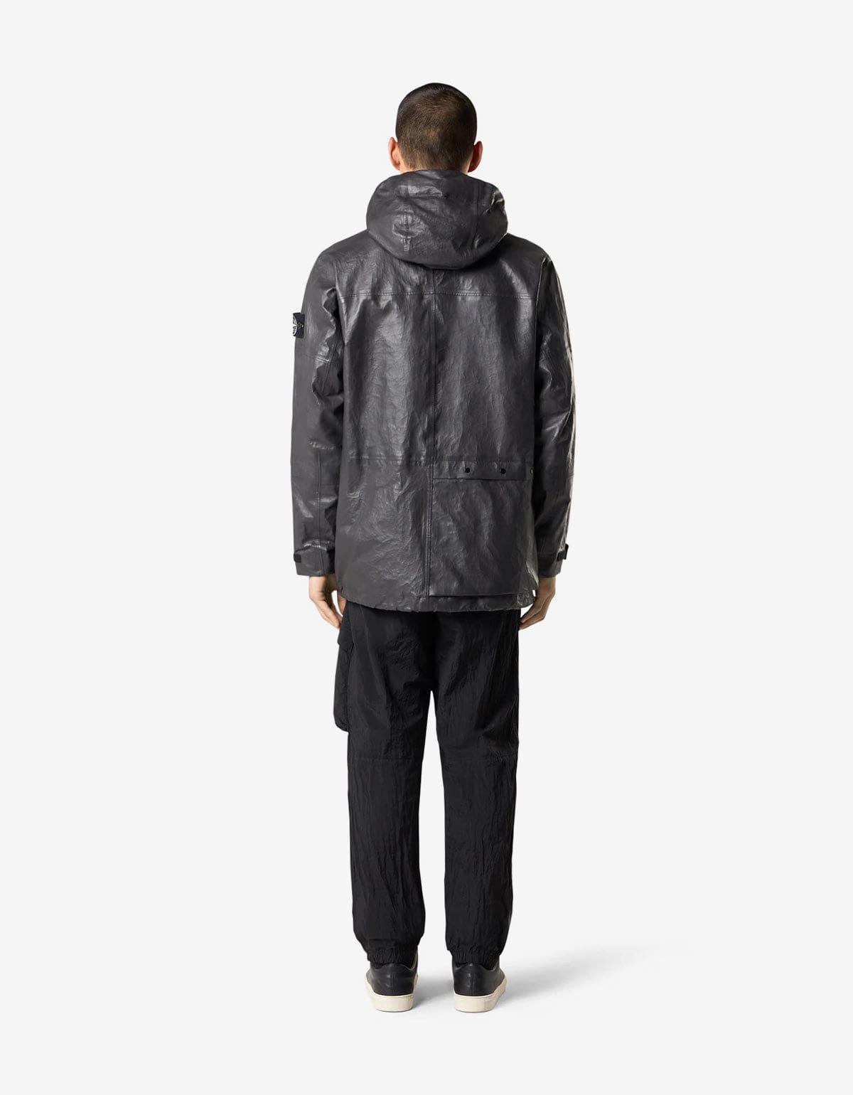 Stone Island Grey Leather Organza Jacket