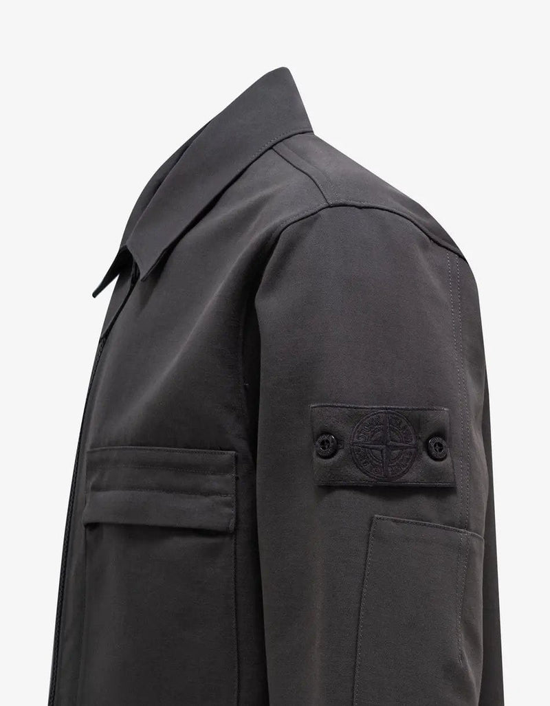 Stone Island Grey Spread Collar Overshirt