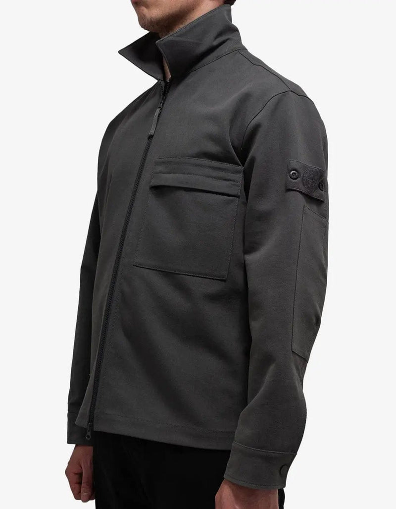 Stone Island Grey Spread Collar Overshirt