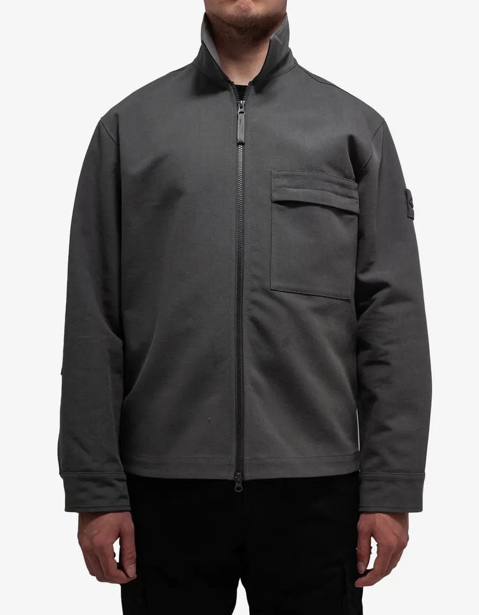 Stone Island Grey Spread Collar Overshirt