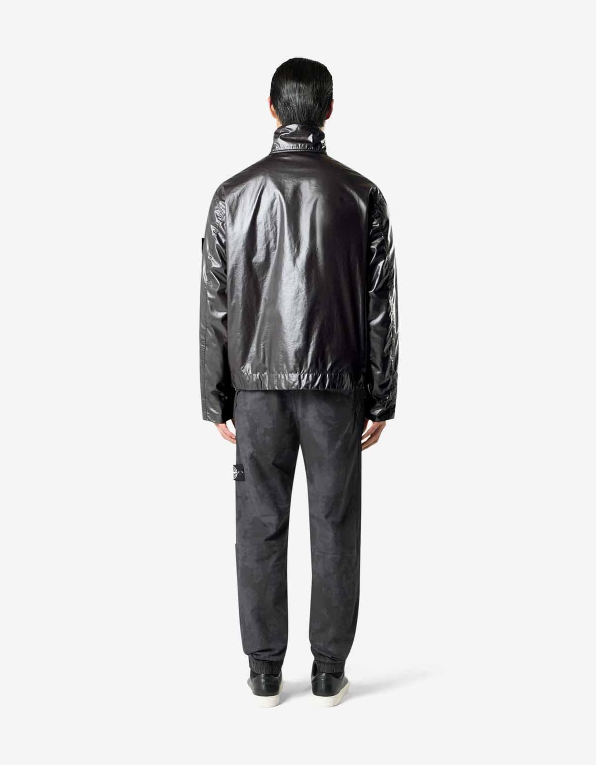 Stone Island Mussola Gommata-TC Black Biker Jacket