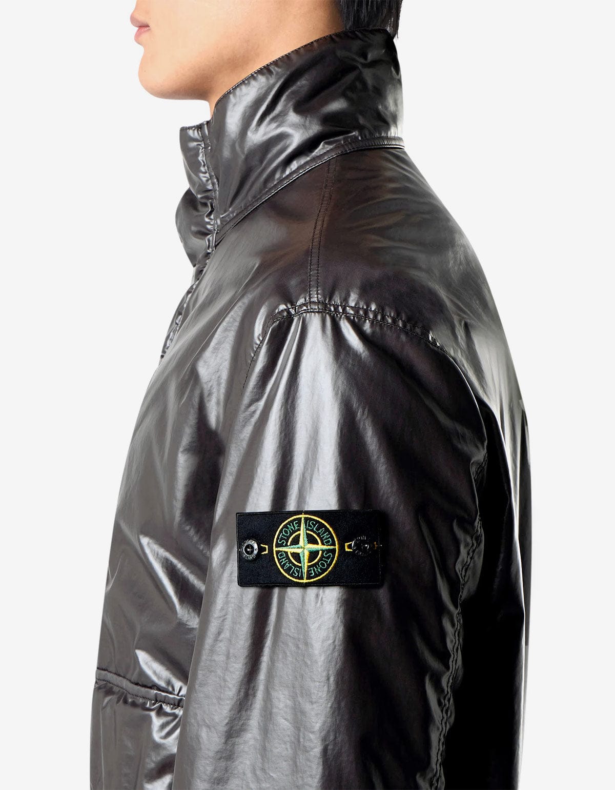 Stone Island Mussola Gommata-TC Black Biker Jacket