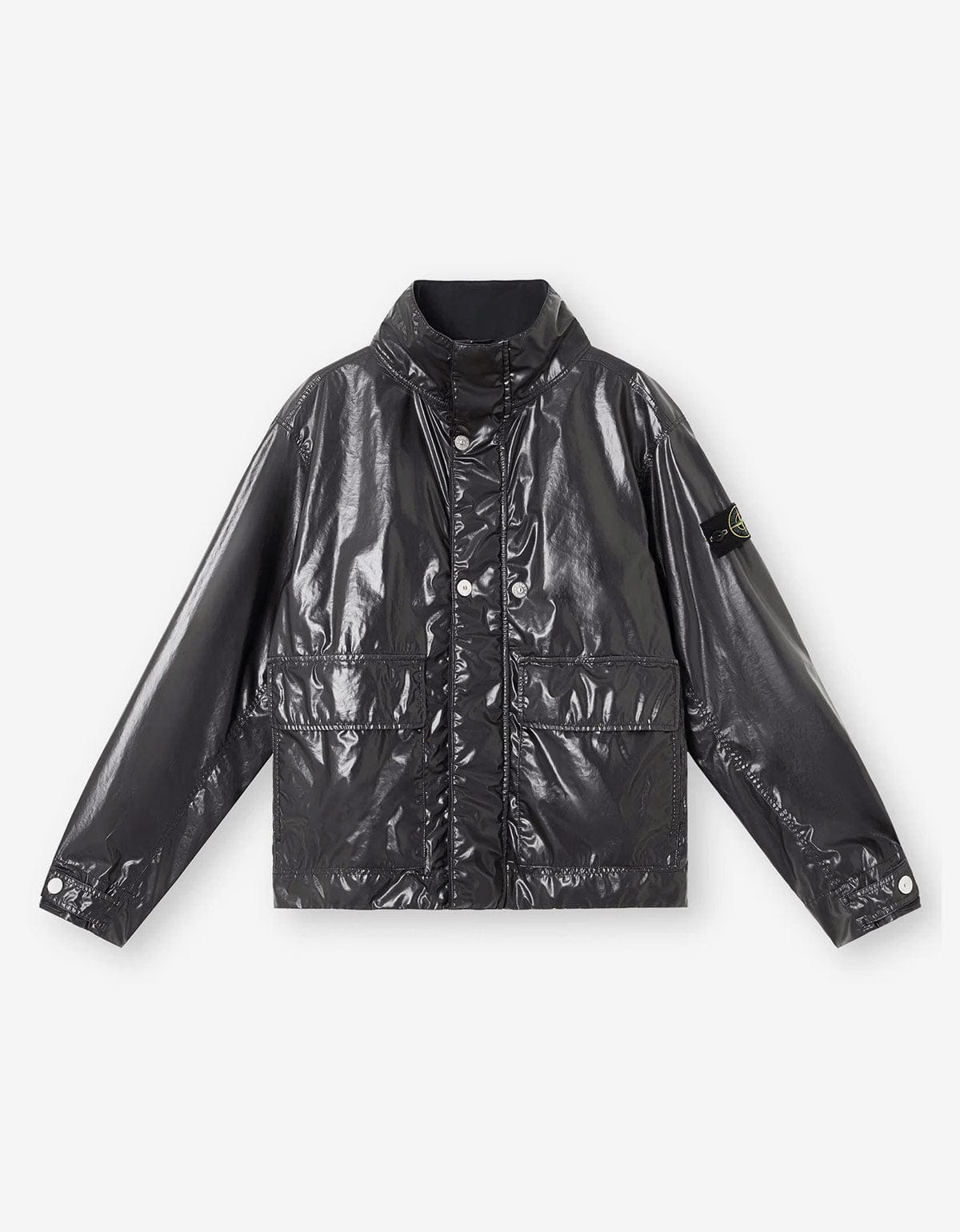 Stone Island Mussola Gommata-TC Black Biker Jacket