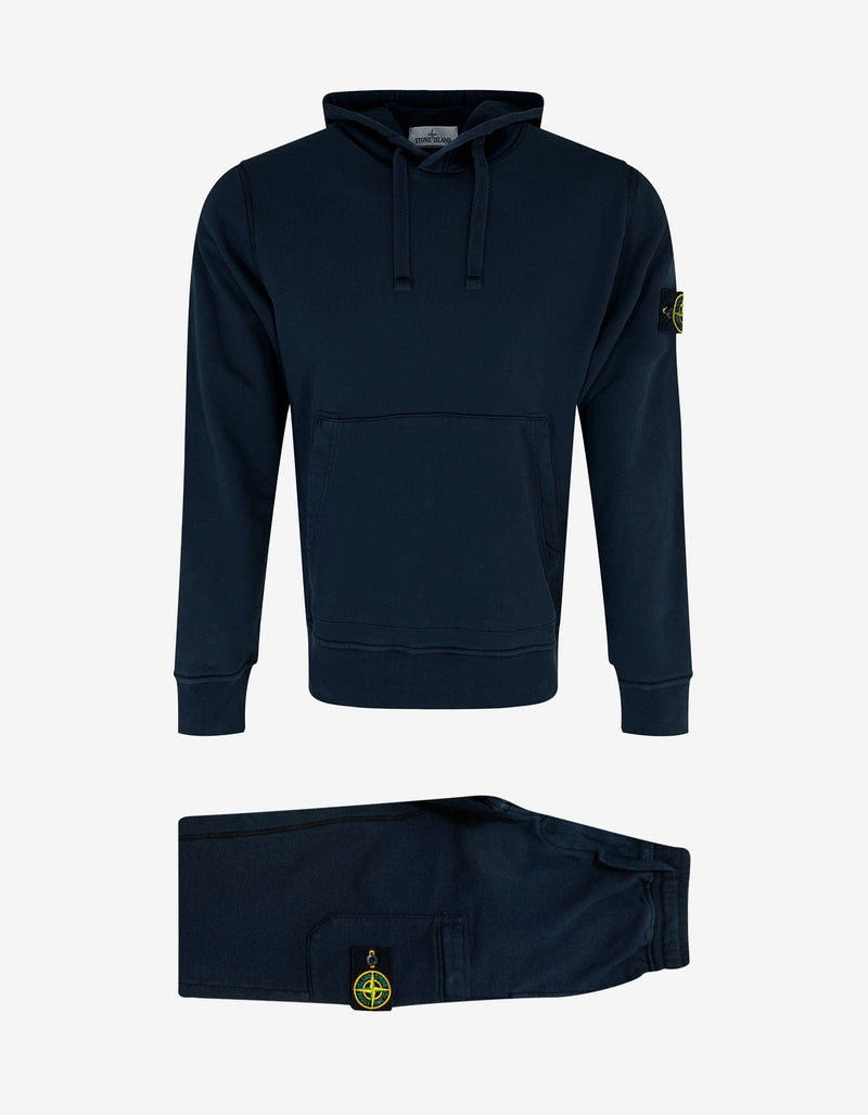 Stone Island Navy Blue Compass Logo Hooded Tracksuit