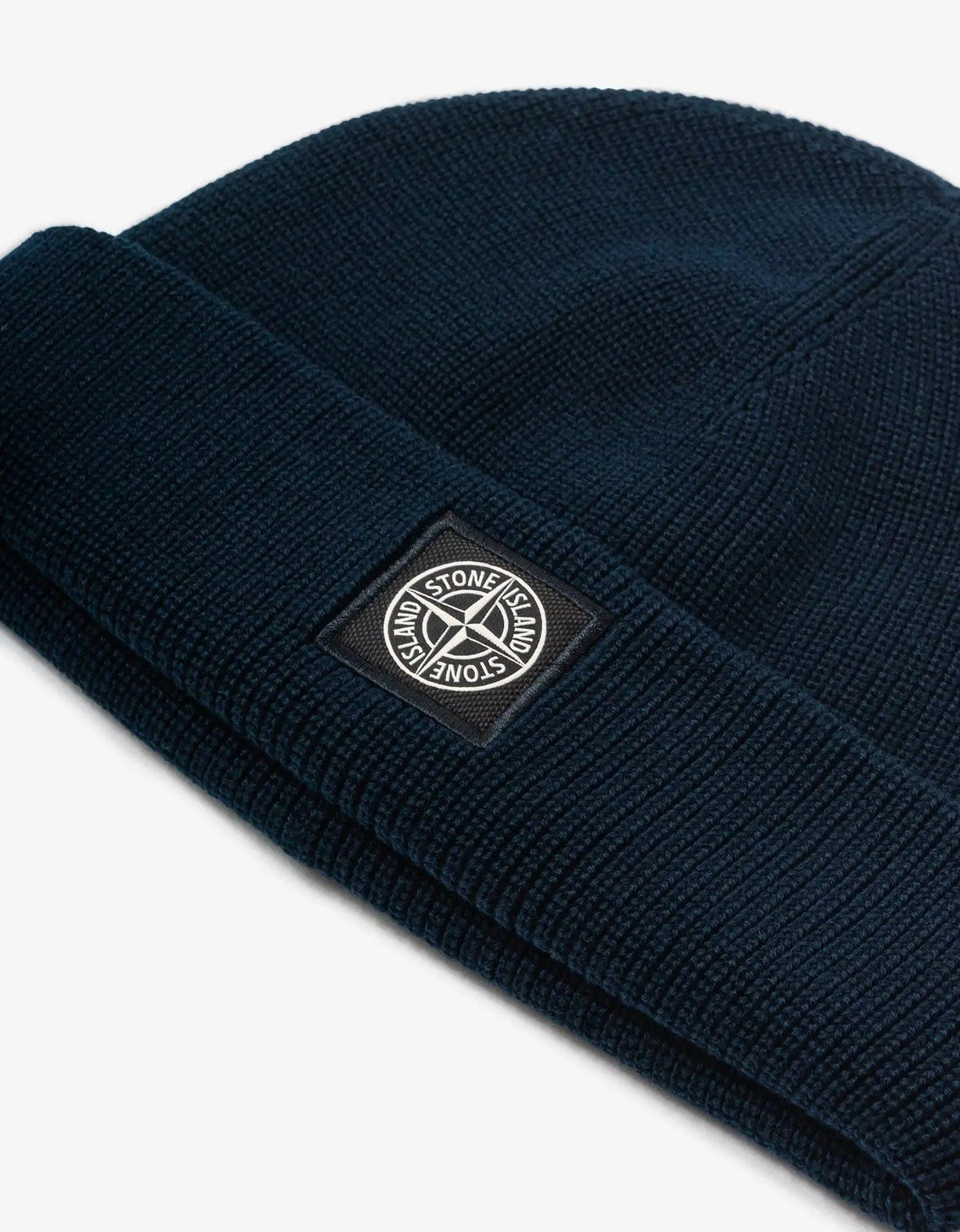 Stone Island Navy Blue Compass Patch Beanie Hat