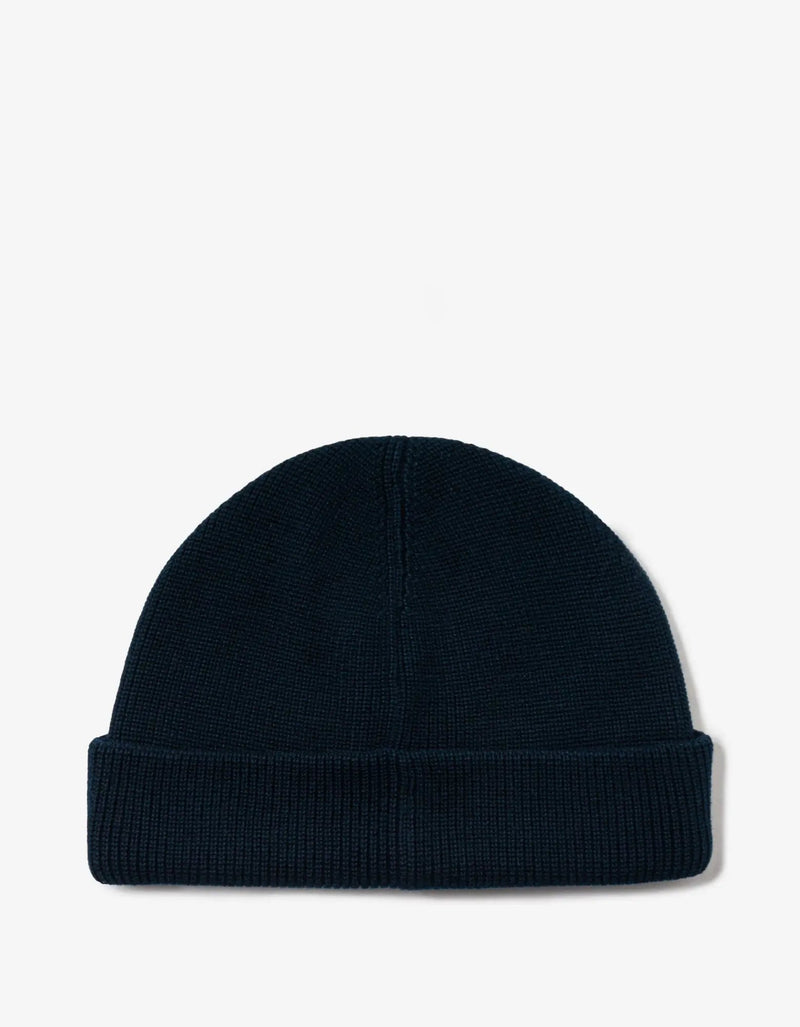 Stone Island Navy Blue Compass Patch Beanie Hat