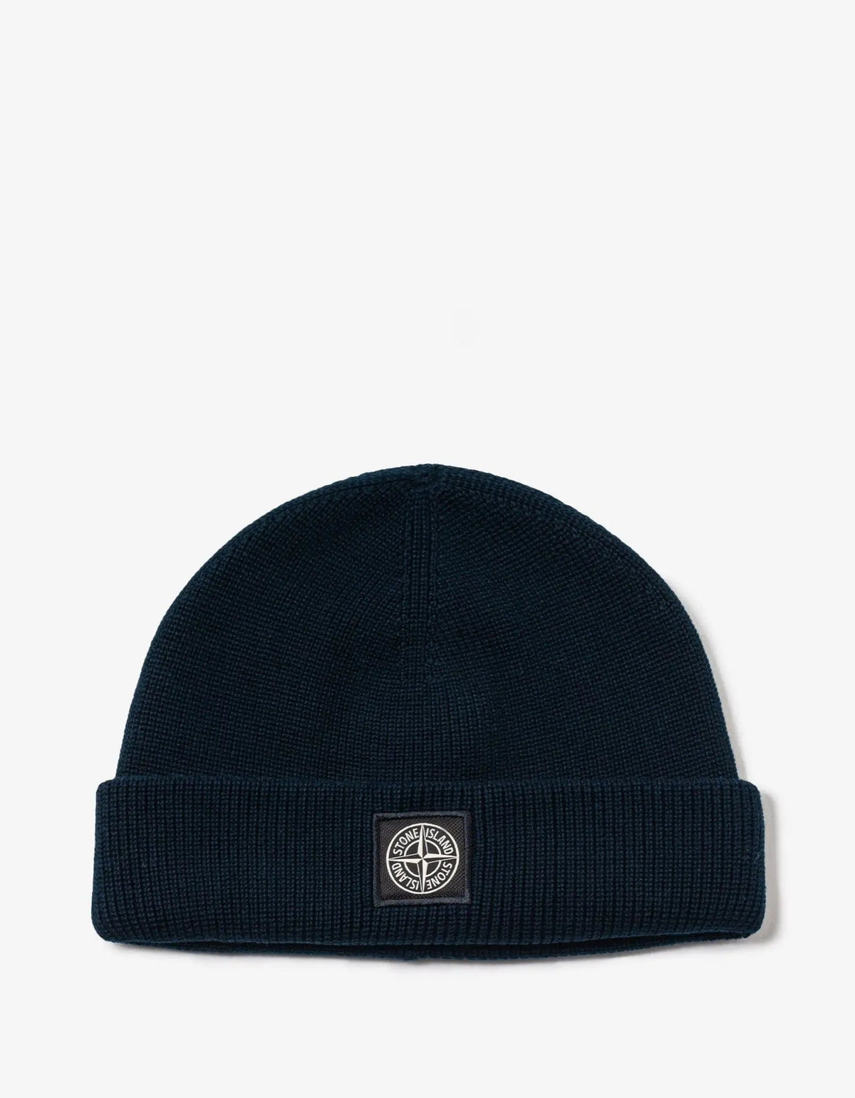 Stone Island Navy Blue Compass Patch Beanie Hat