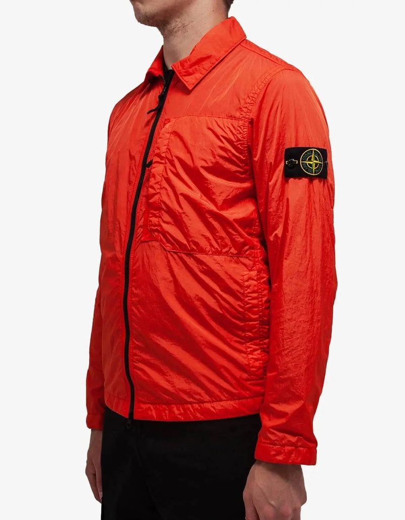 Stone Island Red Garment Dyed Nylon Overshirt