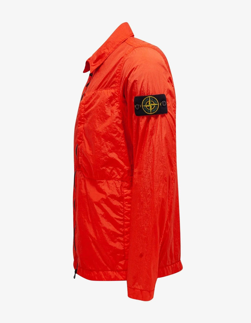 Stone Island Red Garment Dyed Nylon Overshirt