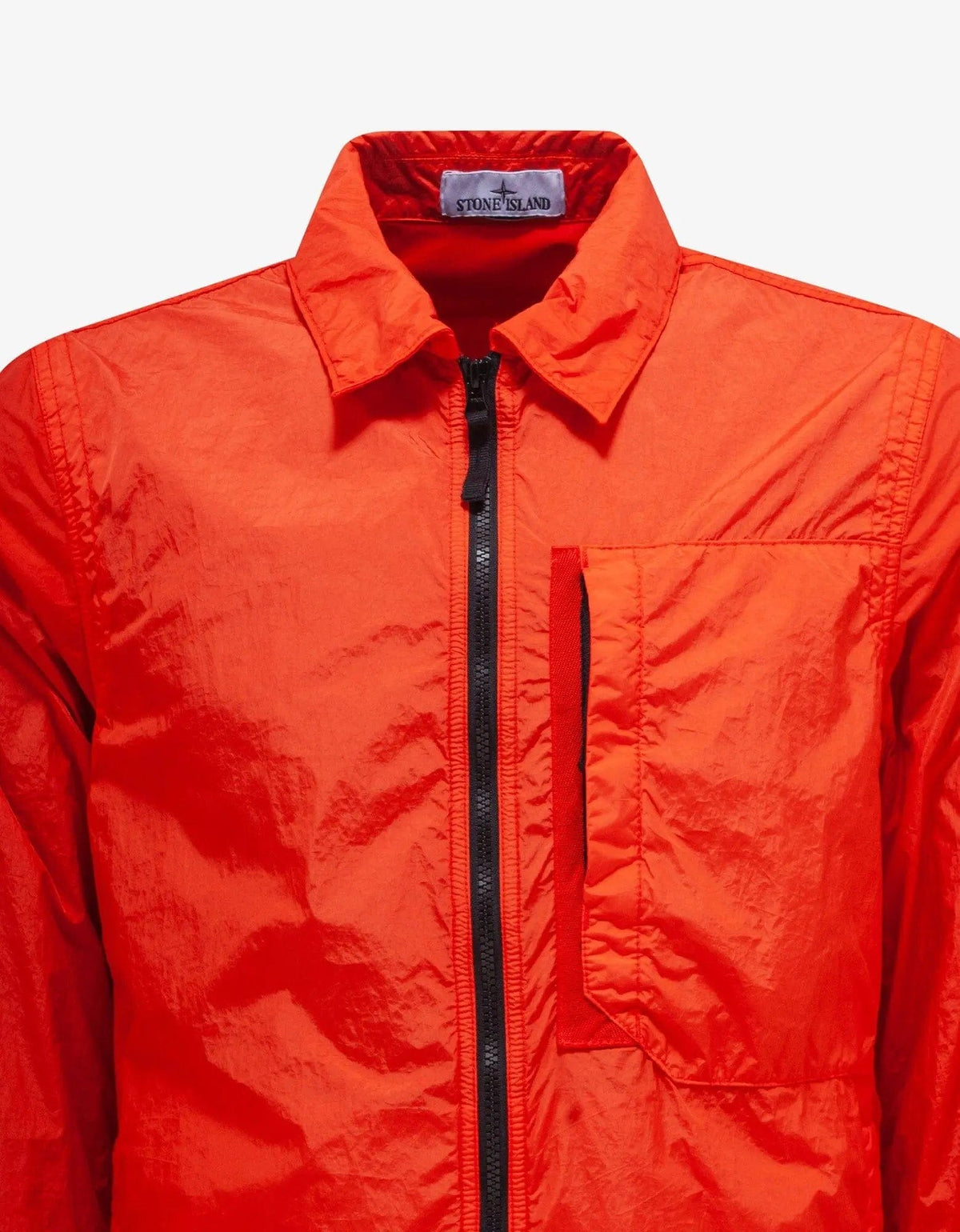 Stone Island Red Garment Dyed Nylon Overshirt