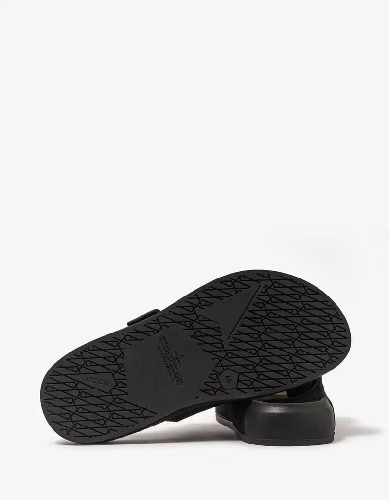 Stone Island Shadow Project Black Suede & Tape Sandals