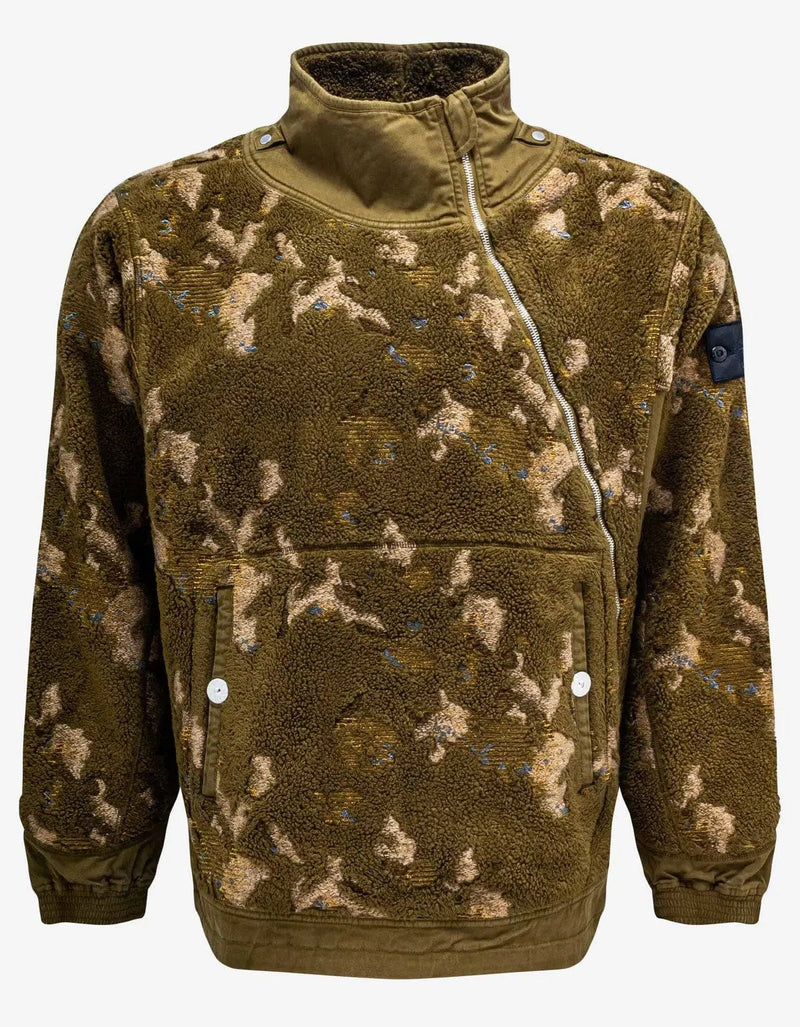 Stone Island Shadow Project Khaki Camo Fleece Sweater