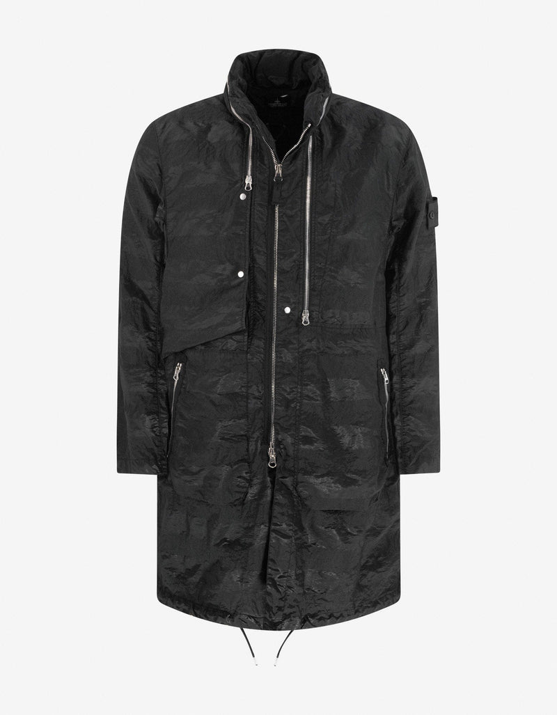 Stone Island Shadow Project Striped Nylon Metal Black Parka