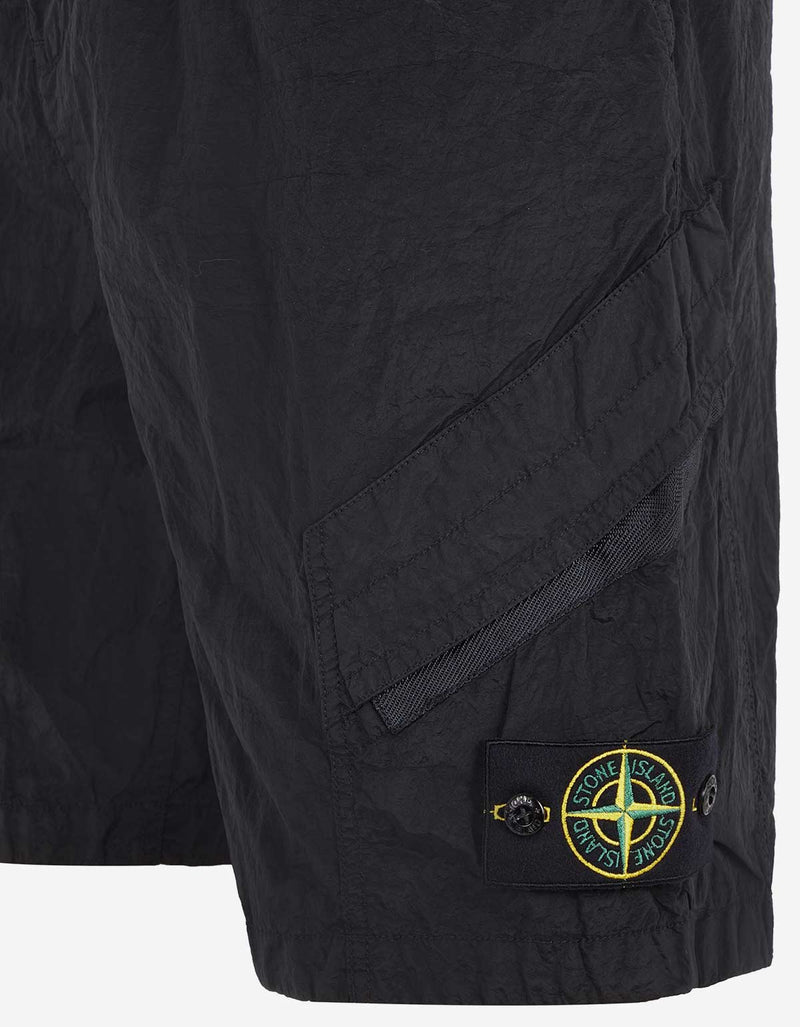 Stone Island Stone Island Black Nylon Metal Cargo Bermuda Shorts