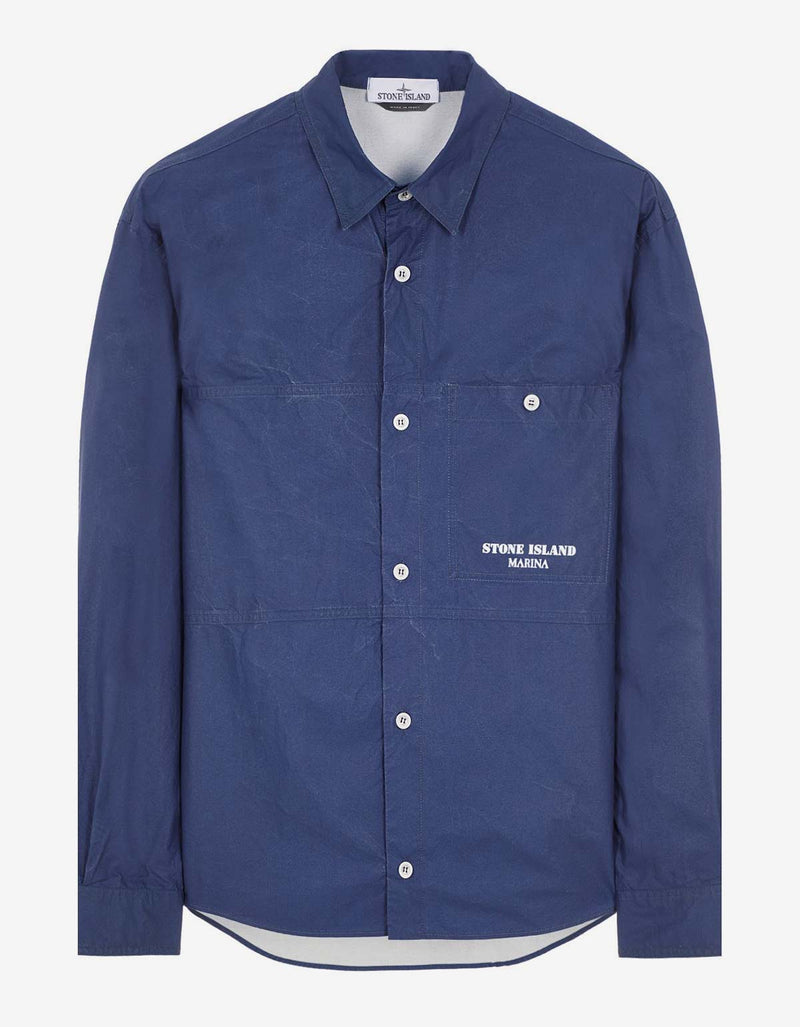 Stone Island Stone Island Blue Pleated Overshirt