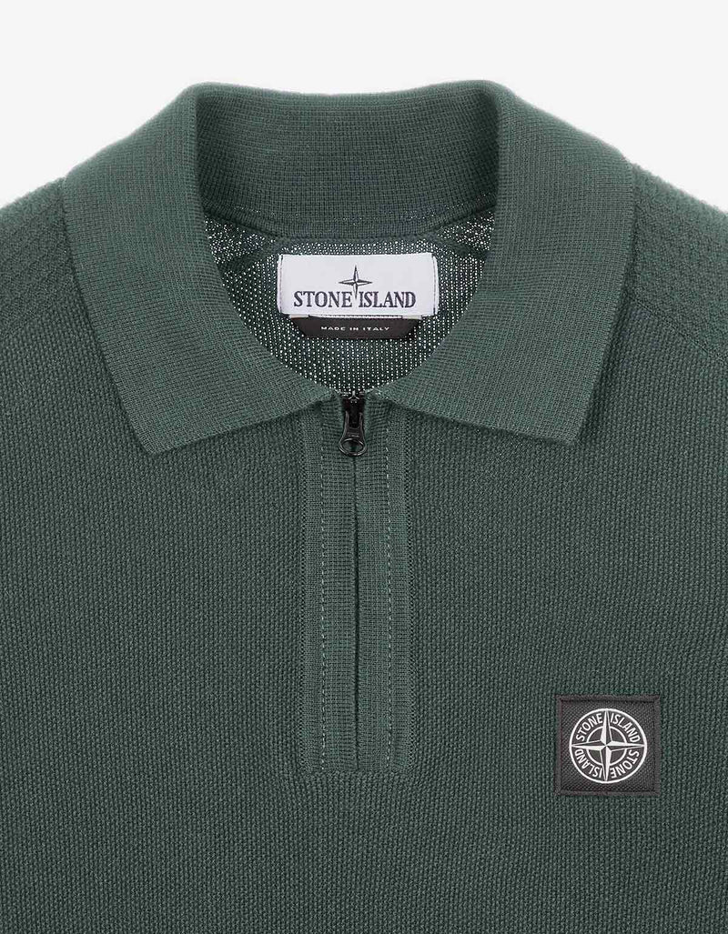 Stone Island Stone Island Green Compass Logo Knitted Polo T-Shirt