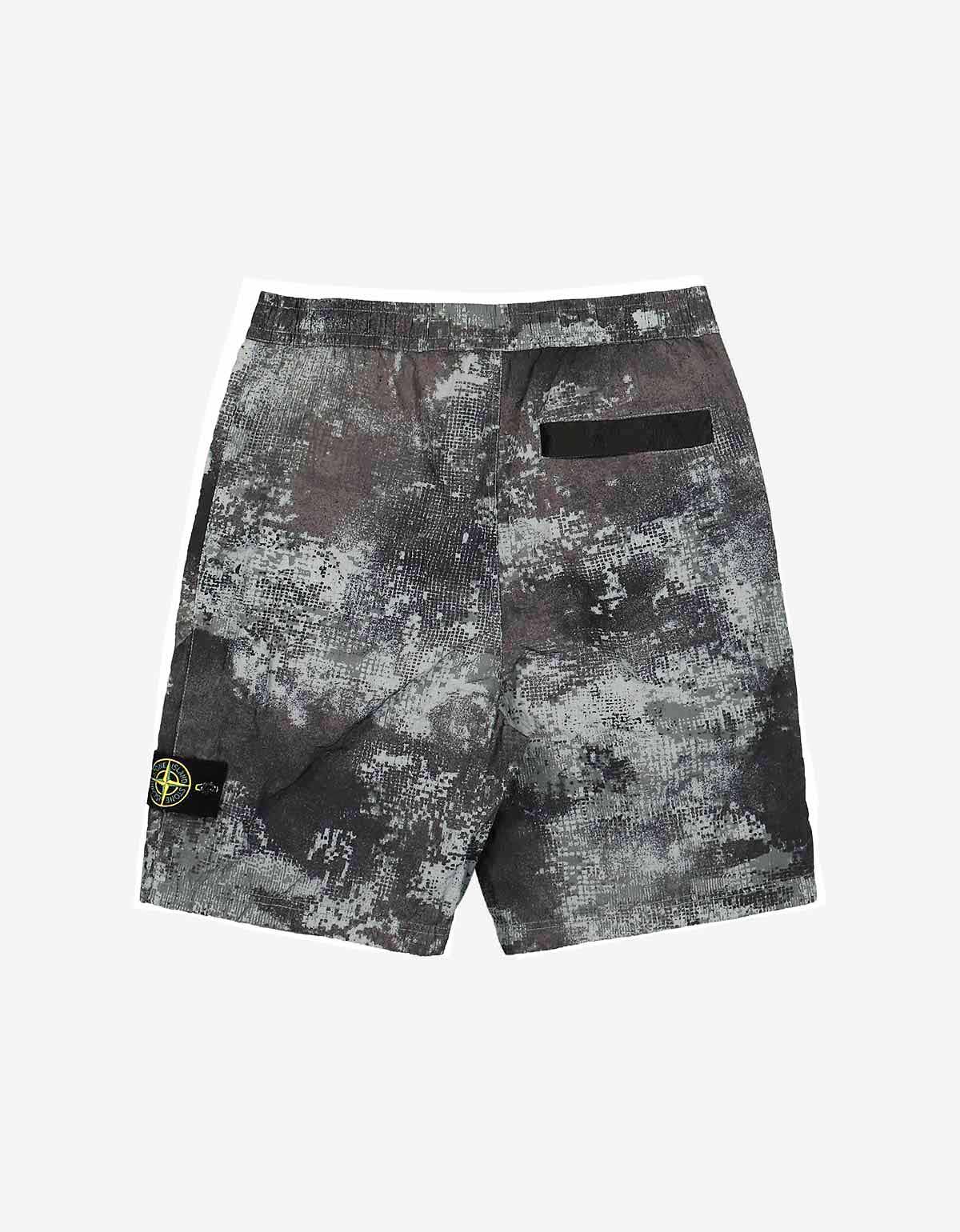Stone Island Stone Island Grey Camo Mesh Bermuda Comfort Shorts