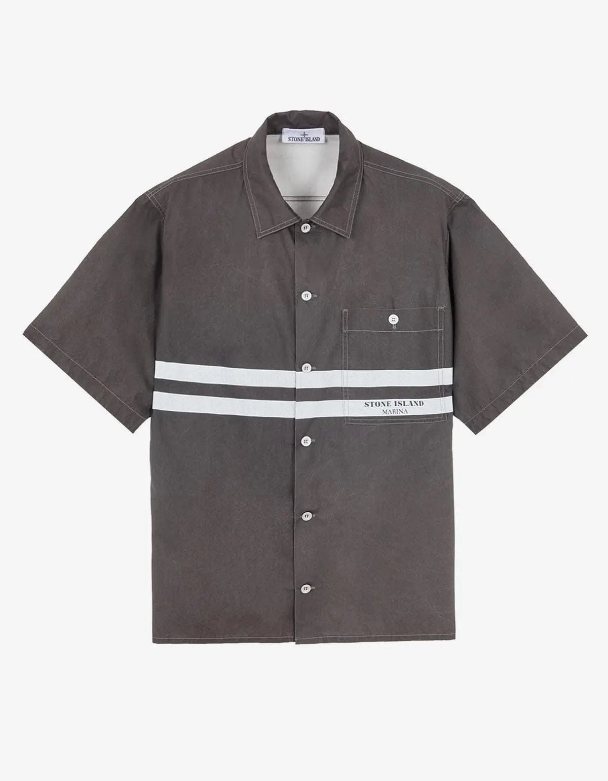 Stone Island Stone Island Grey Pleated Short Sleeve Overshirt