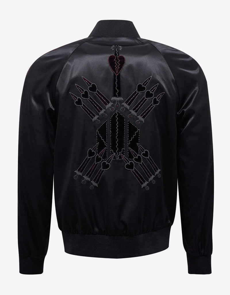 Valentino Black Loveblade Embroidery Souvenir Jacket