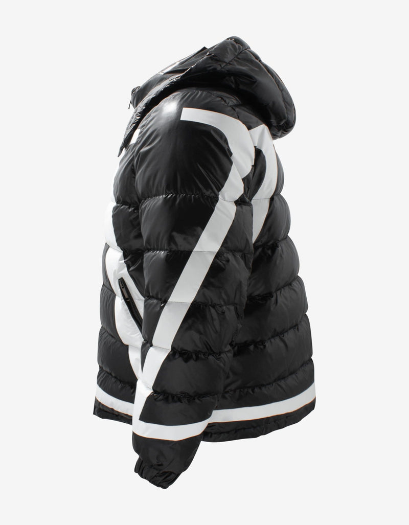 Valentino Black VLogo Print Nylon Puffer Jacket