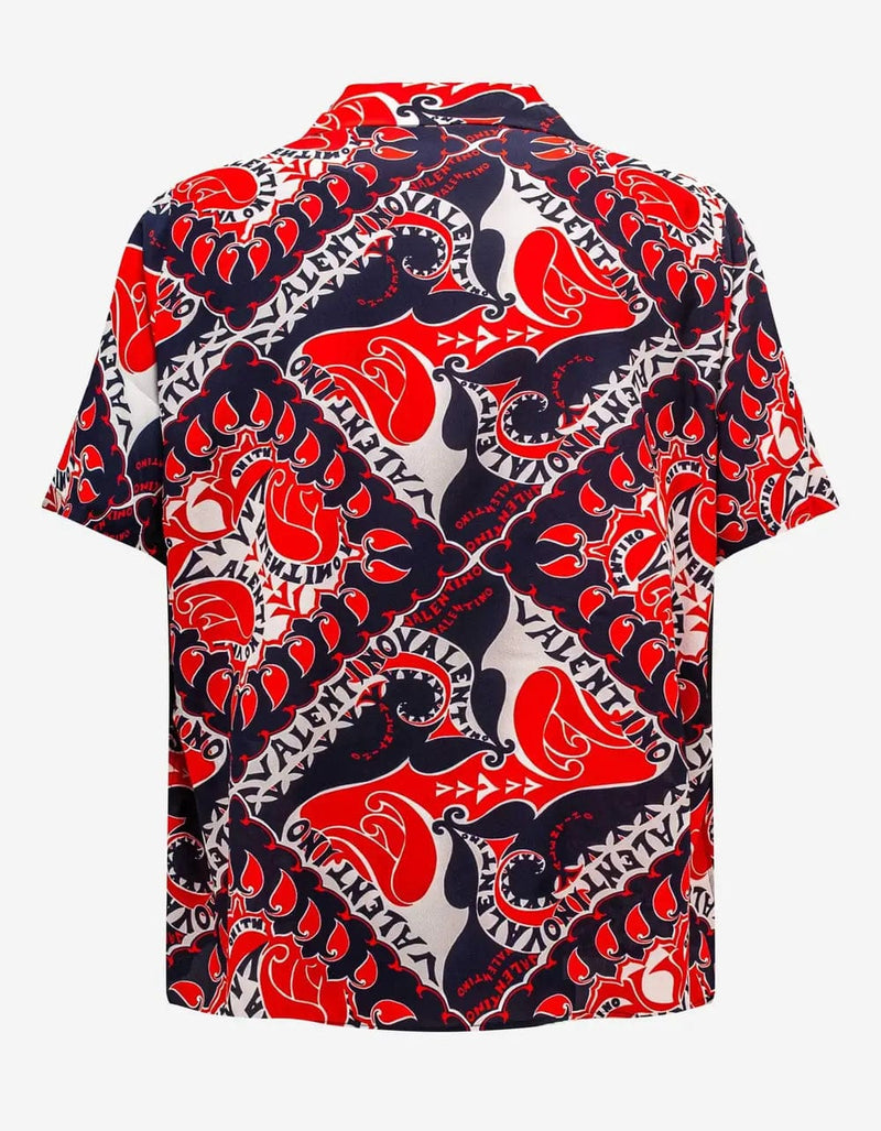 Valentino Garavani Archive Manifesto Bandana Print Silk Shirt