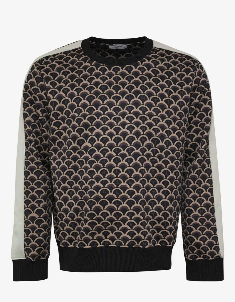 Valentino Garavani Black & Beige Logo Scale Print Sweatshirt