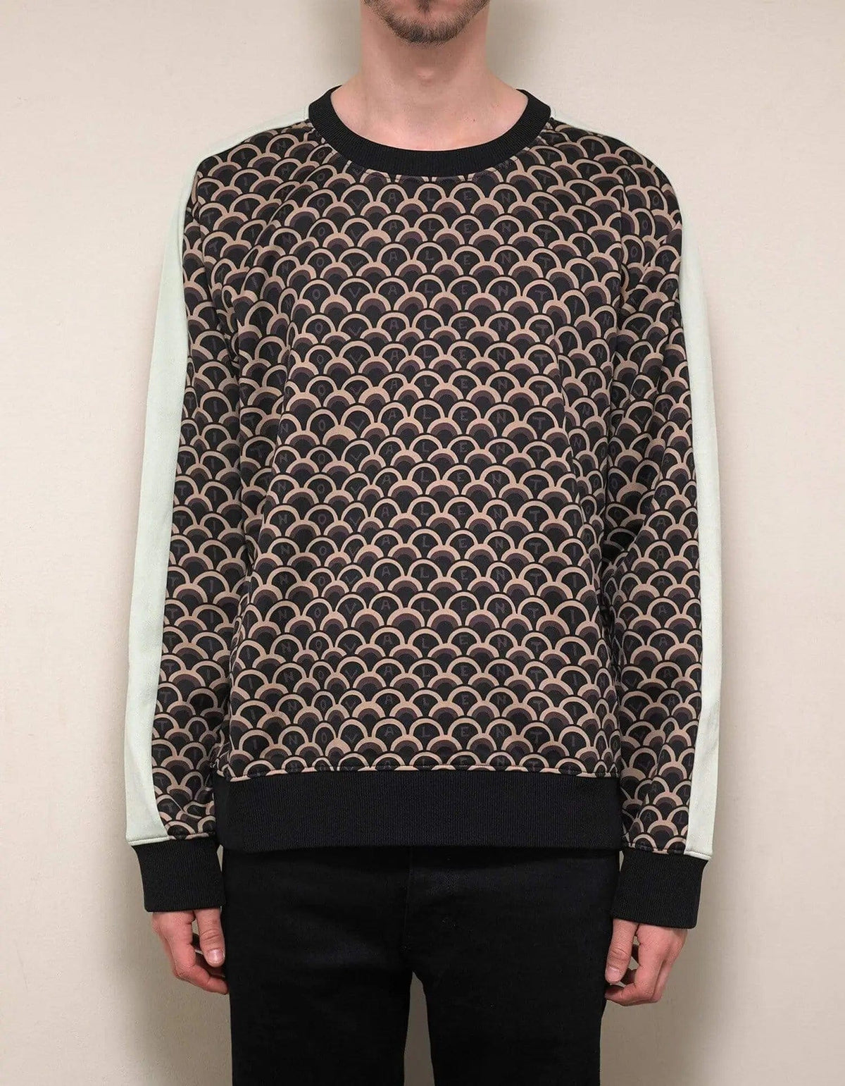 Valentino Garavani Black & Beige Logo Scale Print Sweatshirt