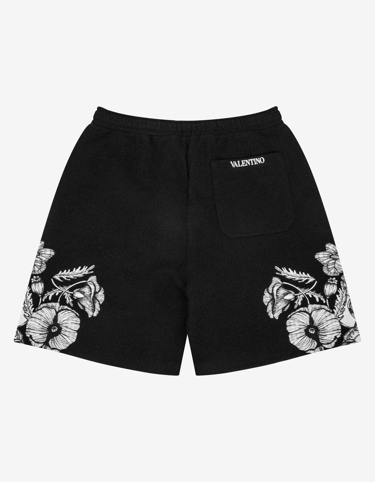 Valentino Garavani Black Dark Blooming Print Sweat Shorts