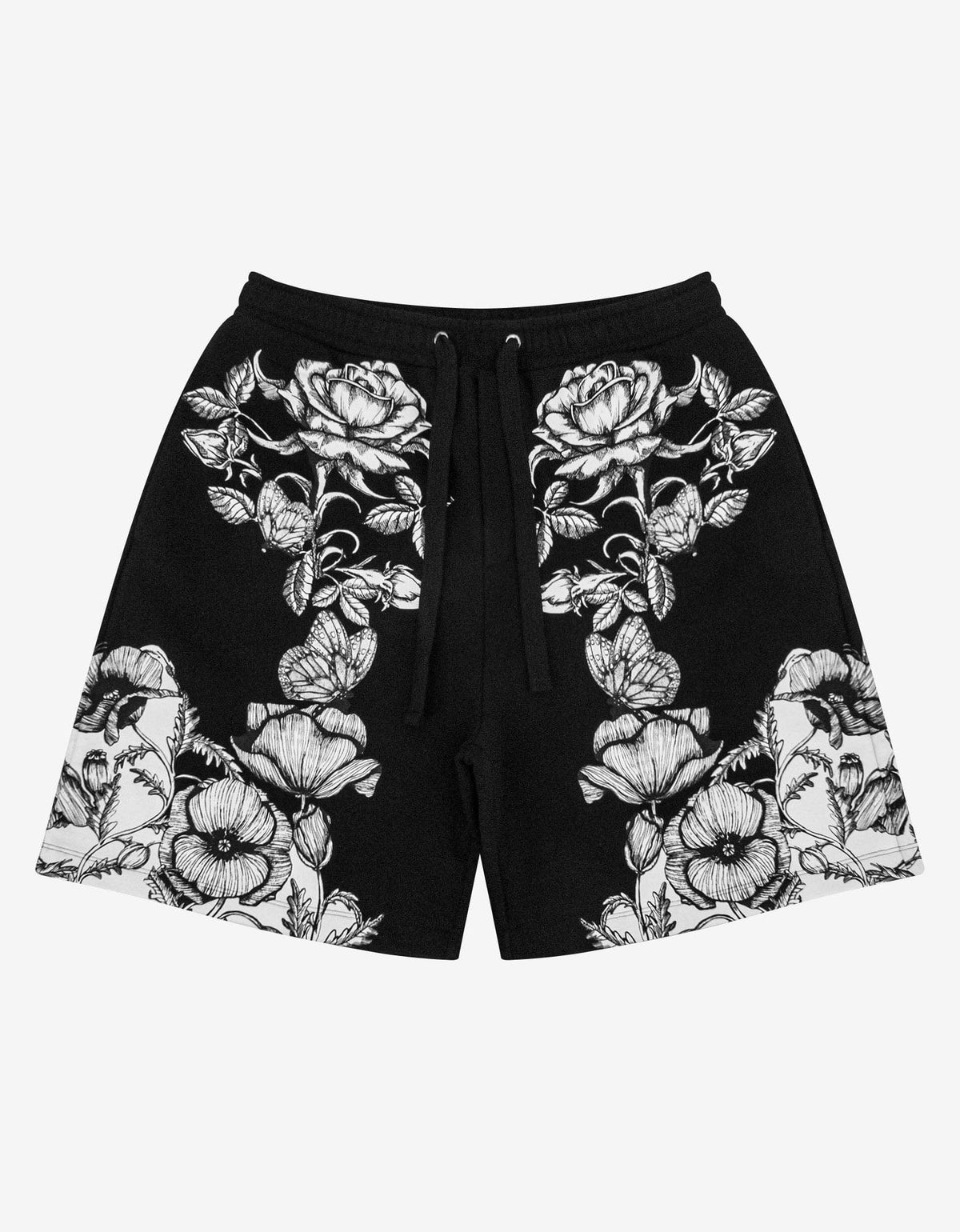 Valentino Garavani Black Dark Blooming Print Sweat Shorts