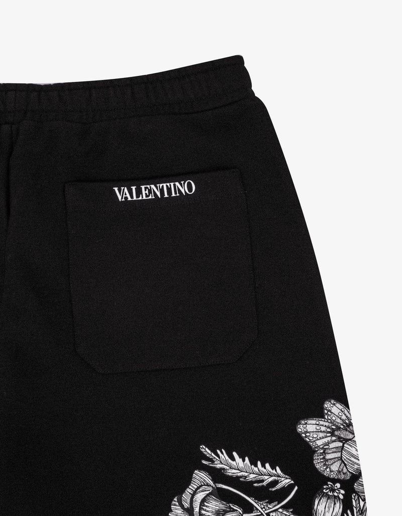 Valentino Garavani Black Dark Blooming Print Sweat Shorts