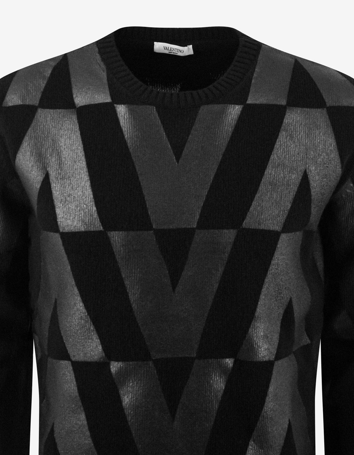 Valentino Garavani Black Logo Monogram Print Sweater