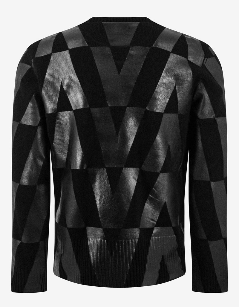 Valentino Garavani Black Logo Monogram Print Sweater