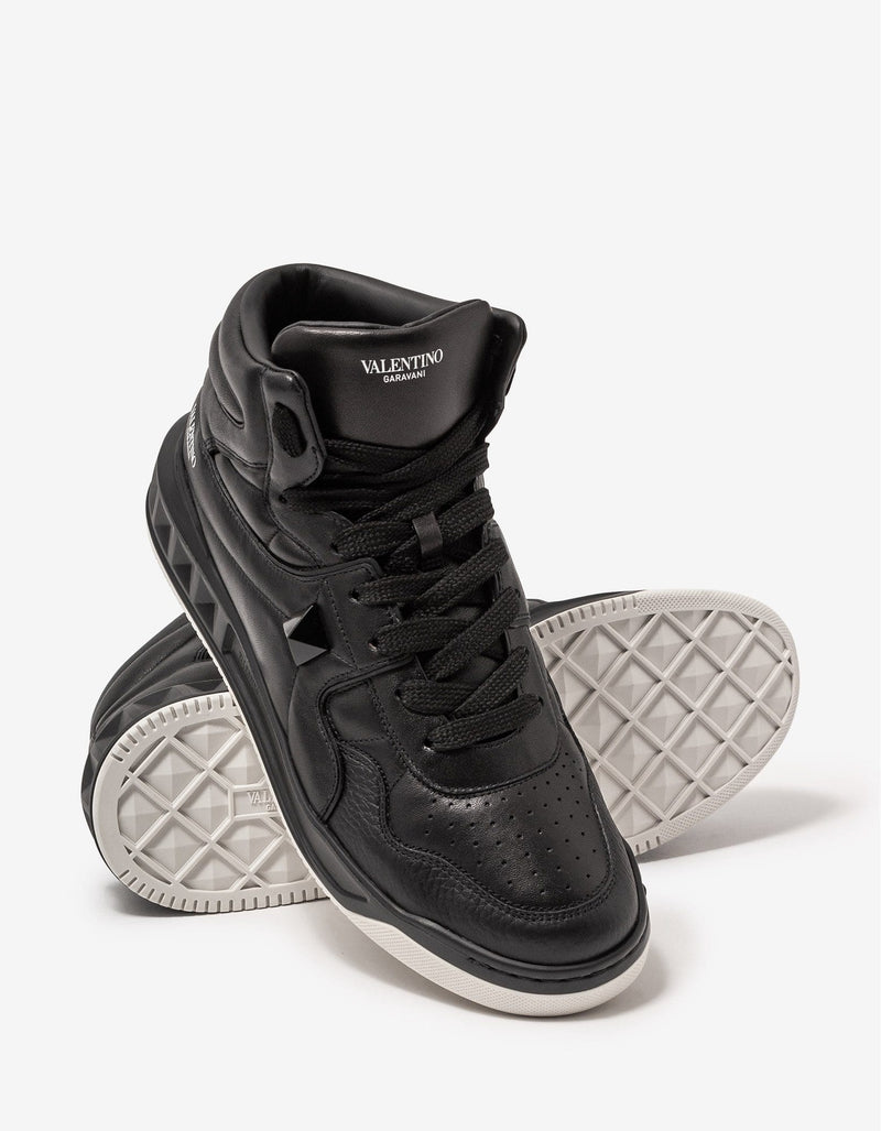 Valentino Garavani Black One Stud High Top Trainers