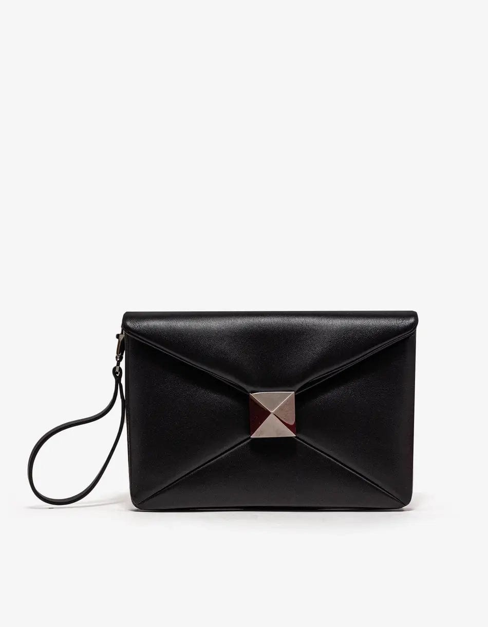 Valentino Garavani Black One Stud Nappa Clutch Bag