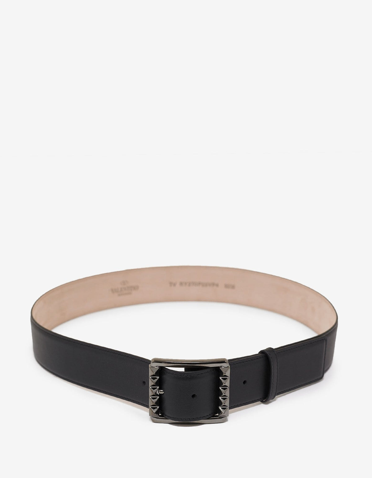 Valentino Garavani Black Rockstud Buckle Leather Belt