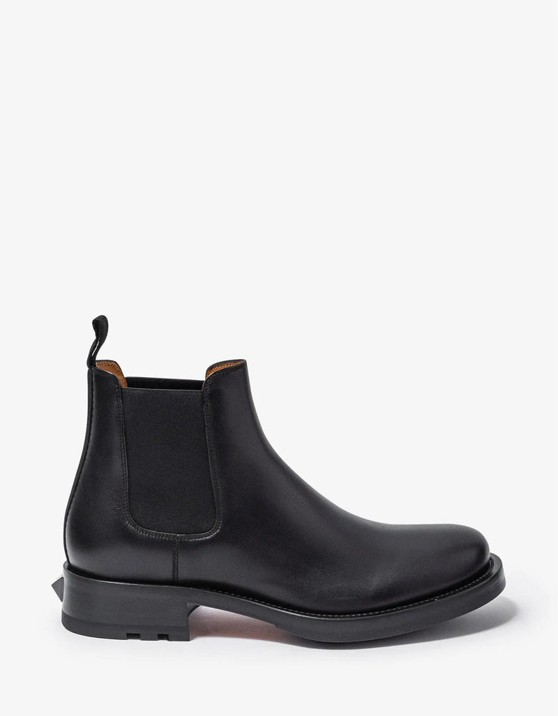 Valentino Garavani Black Roman Stud Leather Ankle Boots