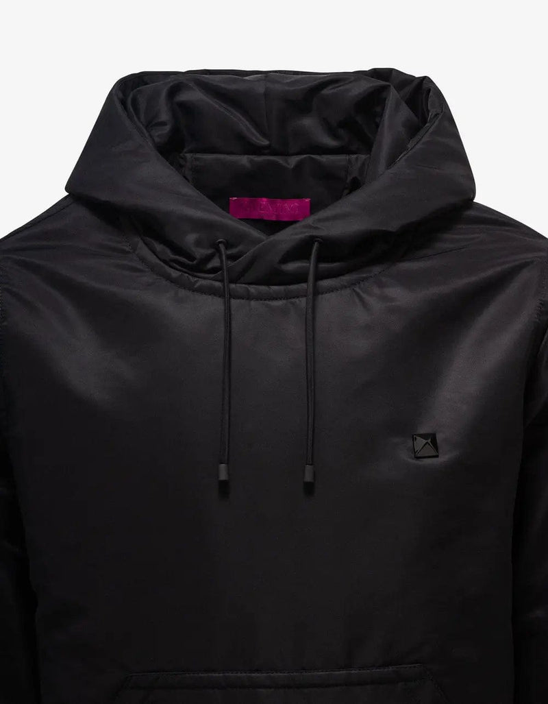 Valentino Garavani Black Stud Detail Nylon Hoodie